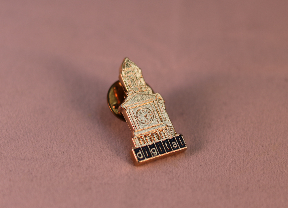 clock tower pin badge